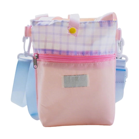 Mini Crossbody Bag With Plaid Design And Adjustable Strap Phone Bag With Zipper Pocket Pink 1 Count