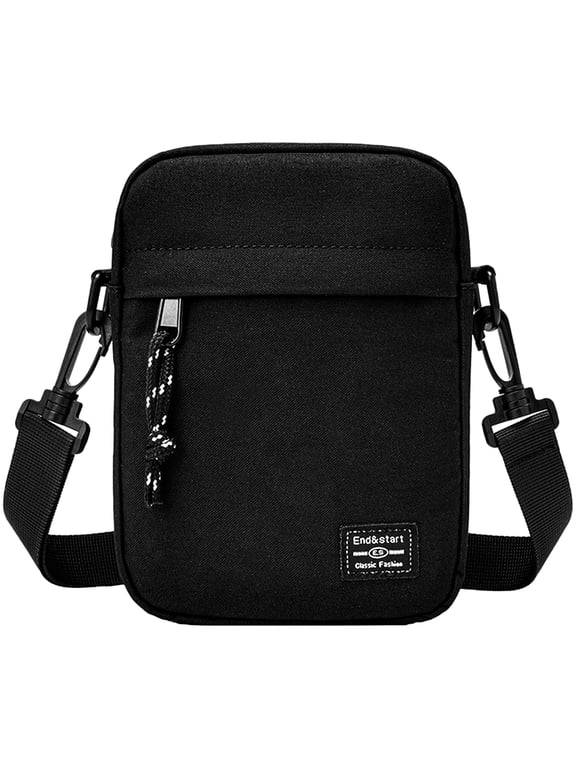 Mini Crossbody Bag for Men, Messenger Bag Shoulder Bag Sling Bag Passport - Black