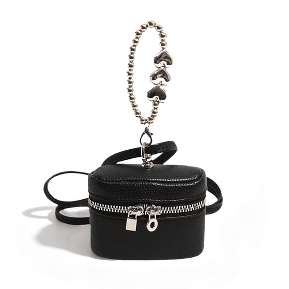 Mini Crossbody Bag for Women Box Shoulder Bag PU Leather Cute Purse with Zipper and Love Wristlet for Shopping Travel