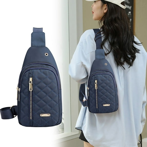 Mini Crossbody Sling Bag Chest Bag, Crossbody Sling Bag,Waterproof Shoulder Backpack,Embroidery Diamond Chest Pack,Anti Theft Purse,Casual Travel Daypack With Data Hole Holiday Gifts