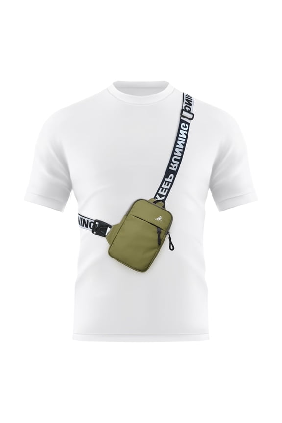 Mini Crossbody Sling Bag Chest Bag Dual Pocket Water Resistant Fanny Pack Running Phone Holder for Men Women Workout Travel