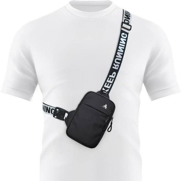 Mini Crossbody Sling Bag Chest Bag Dual Pocket Water Resistant Fanny Pack Running Phone Holder for Men Women Workout Travel