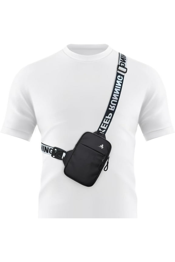 Mini Crossbody Sling Bag Chest Bag Dual Pocket Water Resistant Fanny Pack Running Phone Holder for Men Women Workout Travel