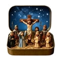 thumbnail image 1 of Mini Crucifixion Scene Set in Tin Box Hand‑Painted Jesus Crucifix Figurines Portable Pocket Religious Tabletop Decor Travel Faith Keepsake Stocking Stuffer Meaningful Christian Gift, 1 of 8