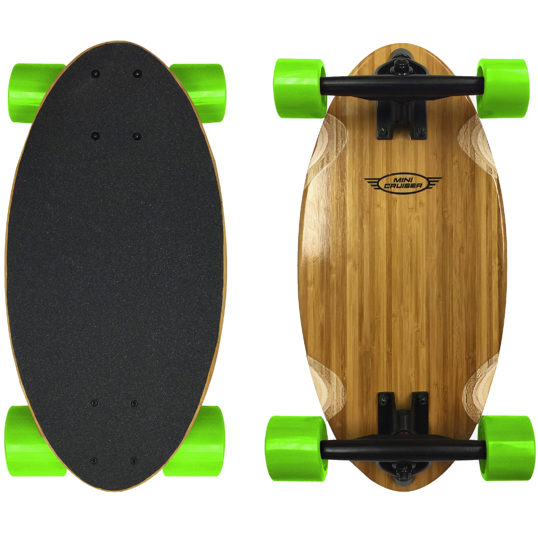 Mini Cruiser Wood Longboard Style Skateboard Lightweight and Portable Beginners to Experts - Green