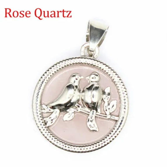 Mini Crystal Bird Pendant Quartz Round Gemstone Chakra Stone for Necklace Reiki