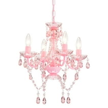 Mini Crystal Chandelier with Acrylic Pink Chandelier 4 Light Modern Chandelier for Girls Room