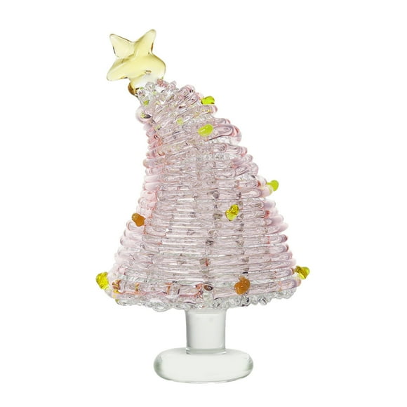 Mini Crystal Glass Christmas Tree Tabletop Decoration 1.41X2.44Inches Christmas Tree Figurine Desk Xmas Trees Crafts Gifts Holiday Centerpiece Table Decorations for Bedroom Office Home Party Decor