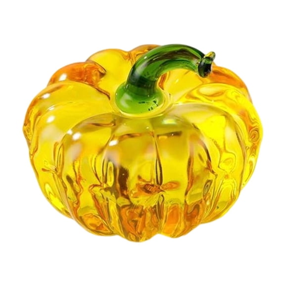 Mini Crystal Pumpkin Collectible Figurines Glass Paperweight Tabletop Decorative Crystal Pumpkin Collectible Ornaments for Fall Harvest Thanksgiving Halloween Home Decor