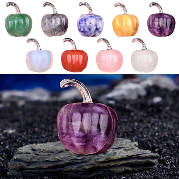 Mini Crystal Pumpkin Statue, Mini Carved Pumpkin Figurine Miniature Scenes Personalized Home Decoration for Holiday Party Thanksgiving Indoor Table Decor