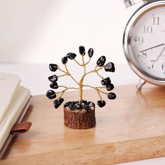 Mini Crystal Tree, 15 Beads Decorative Items For Living Room - Black Agate | Aesthetic Home Dcor & Showpieces | House Warming Gifts & Gift For Woman | Elegant Gemstone Showpieces