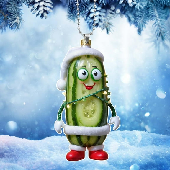 Mini Cucumber Christmas Tree Pendant - Acrylic Holiday Ornament, Cute Decorative Hanging Decor for Xmas Tree, Car, Home - Festive Tradition Symbol with Hanging Rope (1 Pack)