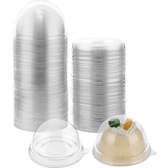 Mini Cupcake Containers with Dome Lids, 50 Pack Clear Individual Muffin Boxes for Weddings and Dessert Displays