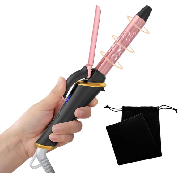 Mini Curling Iron, Heats in 30s for Natural Waves & Loose Curls, Dual Voltage Travel Iron with 5 Temp Anti-Scald Guard, Perfect Short to Medium Hair