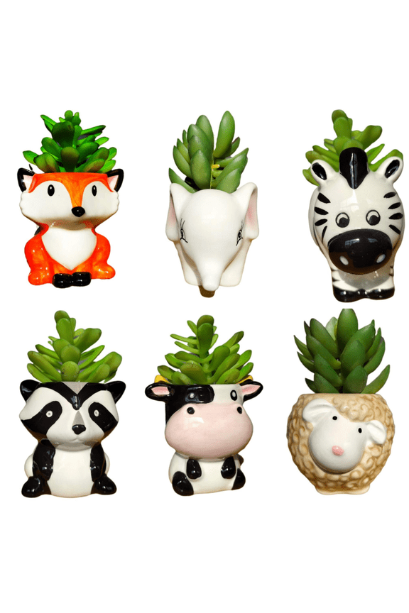 Mini Cute Cartoon Animal Shaped Succulent Cactus Flower Pot/Planter/Container for Home Garden Office Desktop Decoration (1 Count, Plants Not Included)