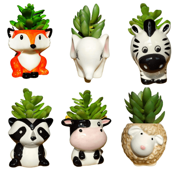 Mini Cute Cartoon Animal Shaped Succulent Cactus Flower Pot/Planter/Container for Home Garden Office Desktop Decoration (1 Count, Plants Not Included)