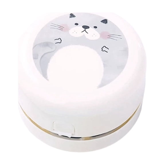Mini Cute Cartoon Desktop Vacuum for Cleaning Eraser Crumbs, Dust, Crumbs, Computer, Keyboard and Car White