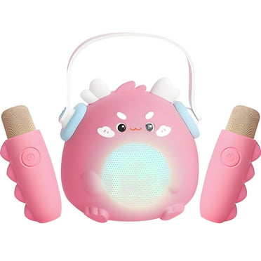 Mini Cute Karaoke Machine with 2 Mic, Gifts for Kids, Bluetooth Karaoke Microphone Singing Speaker