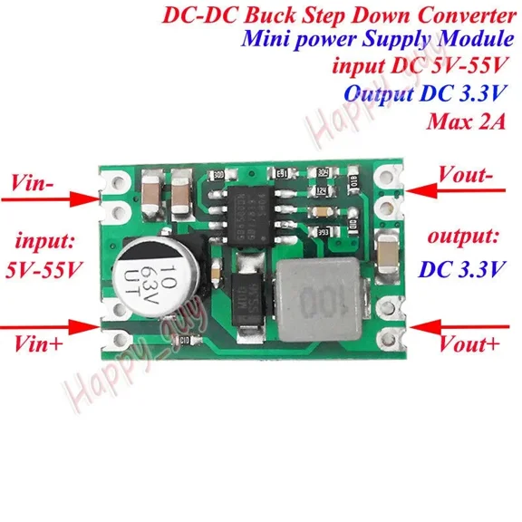 Mini DC-DC Buck Step Down Volta Converter PCB Board DC5V-55V To 3.3V 5V 6V 9V 12V 24V Micro Volt Regulator Power Supply Module
