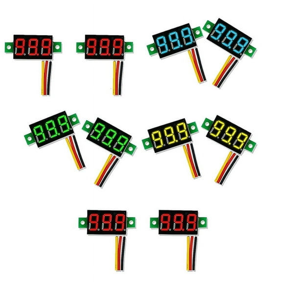 Mini DC Voltmeter Display 3-Wire 0-100V Voltage Tester 10PCS 0.28 Inch LED Panel 4 Colors Combined