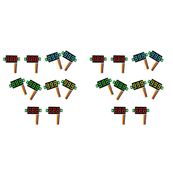 Mini DC Voltmeter Display 3-Wire DC 0-100V Voltage Tester 20PCS 0.28 Inch LED Panel 4 Colors Combined