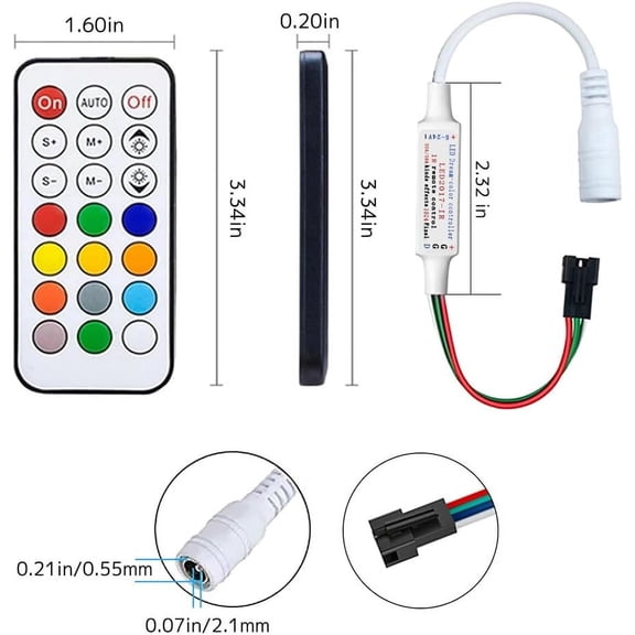 Mini DC5-24V 21 Keys 2811 Remote Control RF Controller for WS2811 WS2812B 2811 2812 LED Strip Light