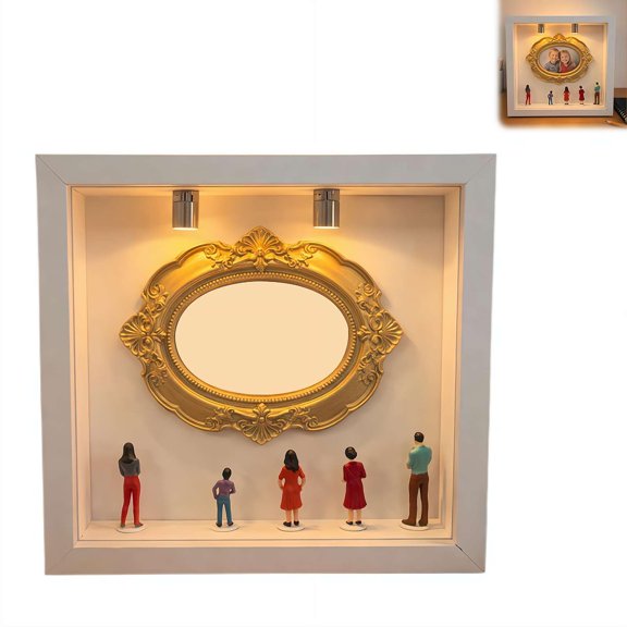 Mini DIY Museum Silhouette Box - Shadow Box Frame Kit with Gold Miniature Frames & Figurines - Personalized Photo Memory Boxes for Anniversary, Wedding, Valentine's Day, Birthday Home Decor