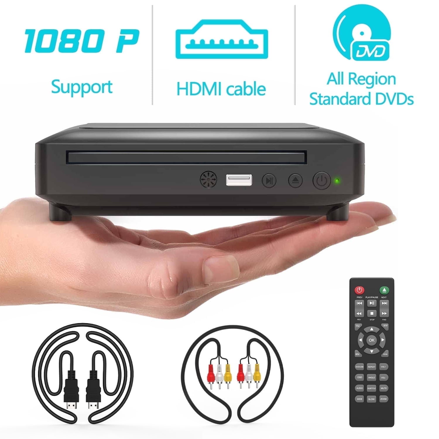 Small Personal Mini DVD Player with HDMI 1080P for TV, Portable CD ...