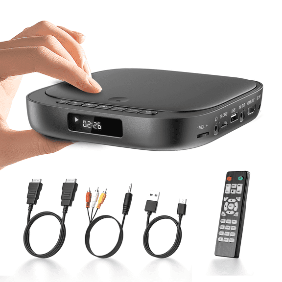 Mini DVD Players for TV, Desobry HD 1080P Region Free DVD Player with USB/TF Card Input, HDMI/RCA Cable, Compact CD DVD Player Integrated PAL/NTSC