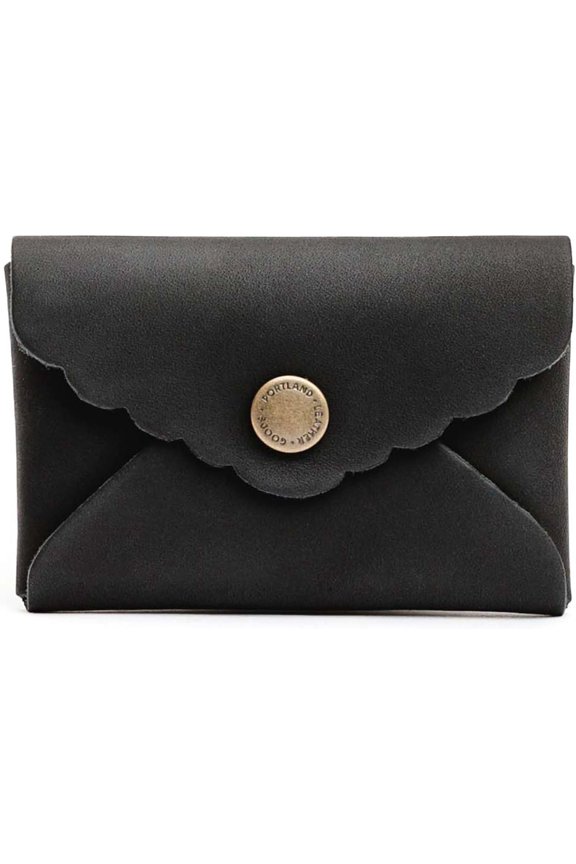 Mini Daisy Wallet for Women - from the Finest Full-Grain - Features Envelope Design with Snap Closure - Black