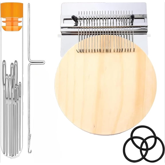 Mini Darning Loom Kit for Mending Jeans & Socks, Wood & Steel, Small Weaving Tool