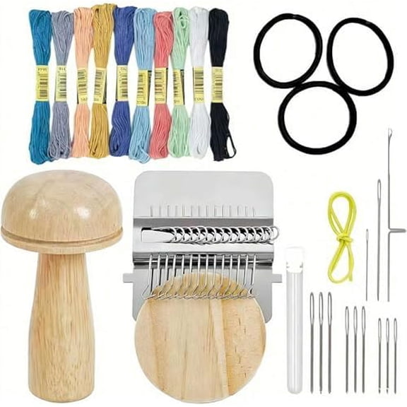 Mini Darning Loom Knit Patch Kit with Threads Needles for Beginners