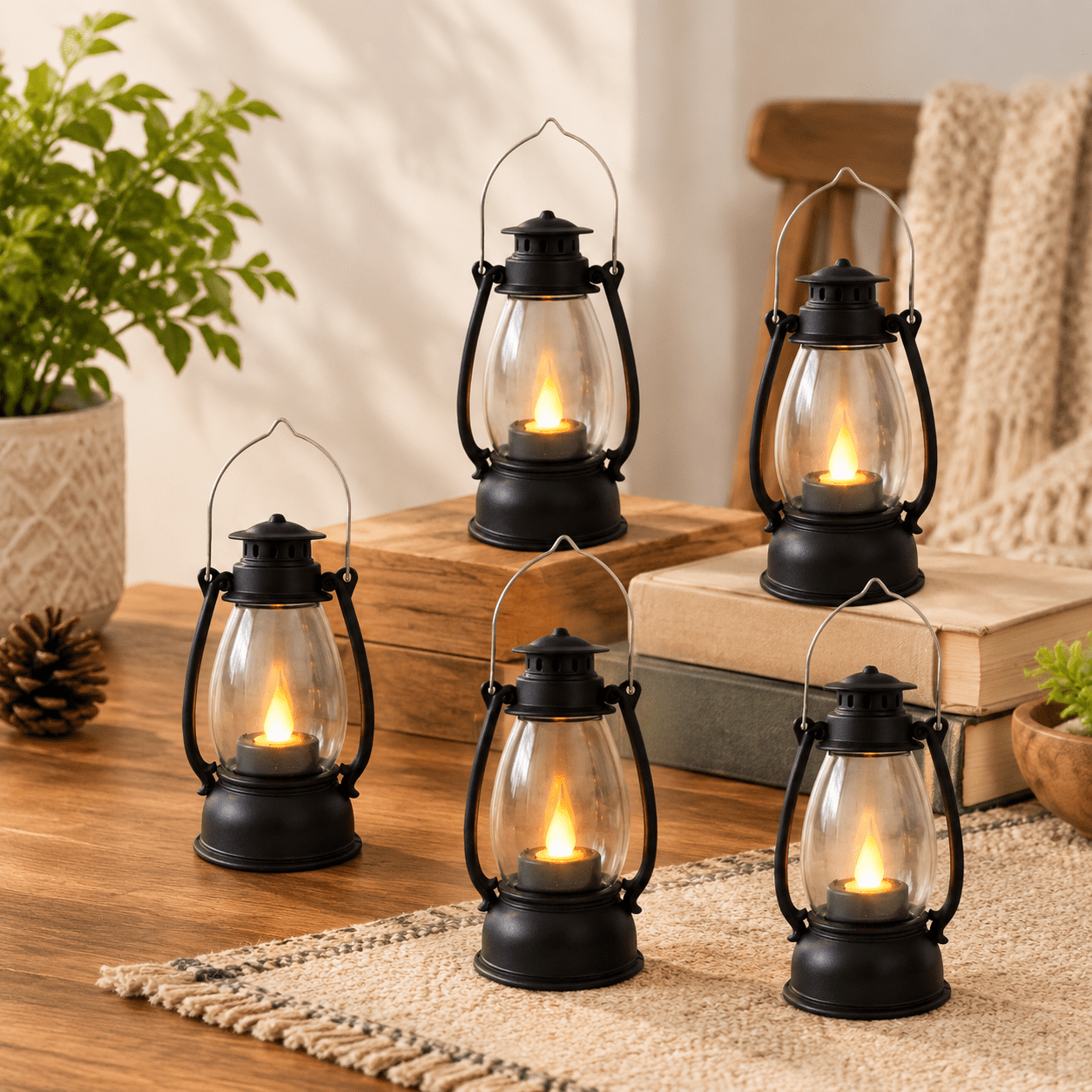 Mini Led Braclet Mini Decorative LED Lanterns, Black, 12 Count, Indoor Outdoor Hanging ...