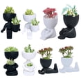 thumbnail image 1 of Mini Decorative Pots for Plants Human Shaped Ceramic Succulent Planters with Fake Plants Cute Cactus Flower Pots Decorative Plant Planters Humanoid for Desktop, Home Decoration, Office, Cafes, 1 of 9