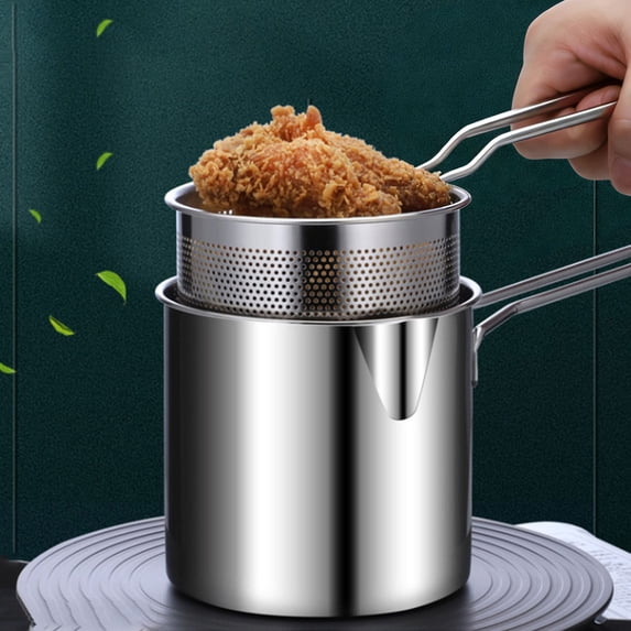 Mini Deep Fryer With Basket | 304 Stainless Steel Small Fryer For Chicken Legs, Fries & Cutlets | Multi-functional Cookware