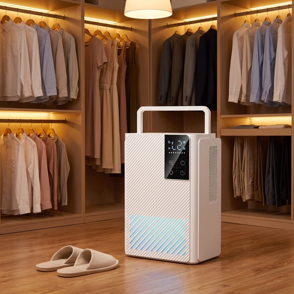 Mini Dehumidifier, Portable Air Dryer with Semiconductor Technology Quiet Moisture Removal Auto Shut Off, Bathroom Bedroom Closet Home Use