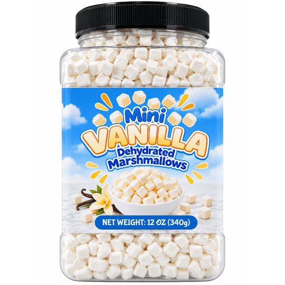 Vanilla Mini Dehydrated Marshmallows 12 oz - Hot Chocolate, Cereal, Ice Cream, Coffee, Baking & Dessert Toppings - Dasher's Spice & Beans
