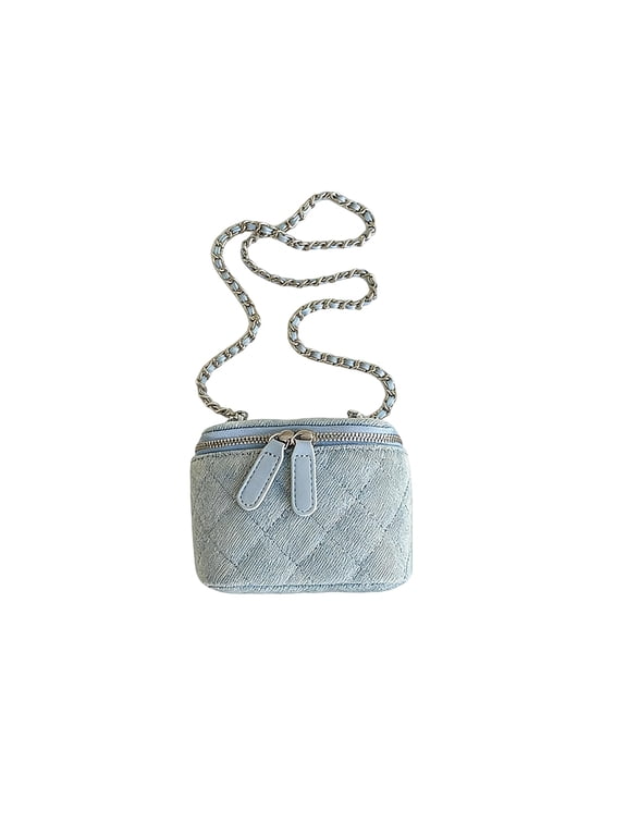 Mini Denim Crossbody Bag for Women Small Vintage Square Box Purse Jean Handbag Quilted Shoulder Messenger Bag