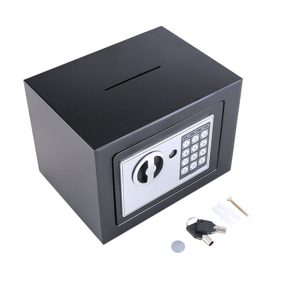 Mini Deposit Box Digital Password Deposit Box Anti Theft Deposit Box Coin Slot Cash Property Protection Document Storage Saving Money Wall Cabinet Installation Home and Office