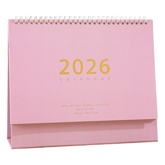 Mini Desk Calendar 2025-2026, Small Standing Desktop Flip Calendar from July 2025 to Dec 2026, 250GSM Thick Paper Twin-Wire Monthly, Pink, Desk Calendar