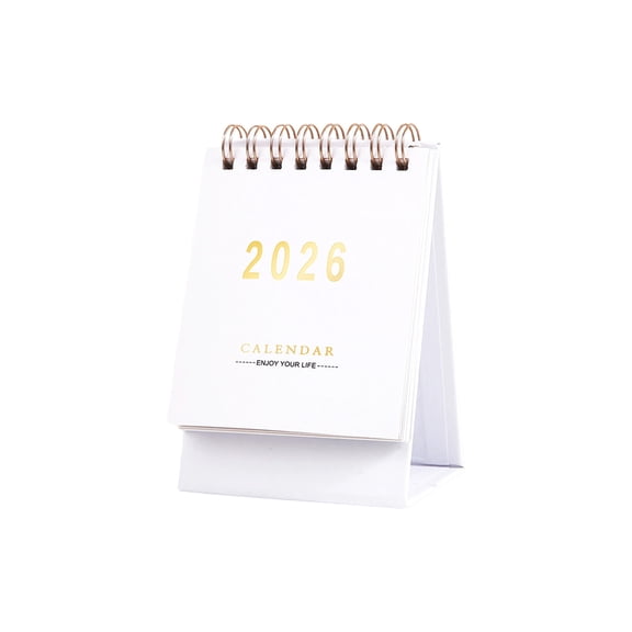 Mini Desk Calendar 2026-2027,Standing Flip Small Desktop Calendar,Twin-Wire Binding with Stickers for Home Office School