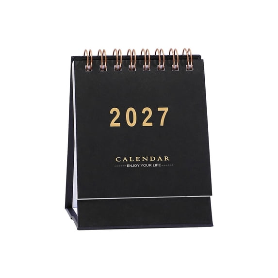 Mini Desk Calendar 2026-2027 - Use July 2026 to Dec 2027 Monthly Small Desktop Calendar 250 GSM Thick Paper Twin-Wire Binding for Home or Office (Black)