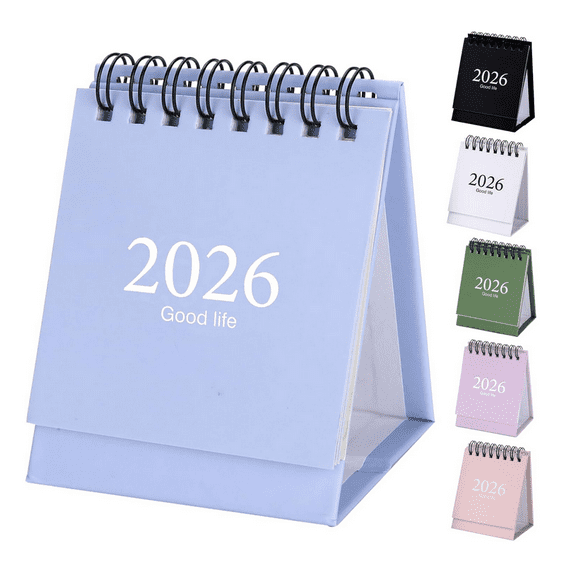 Mini Desk Calendar 2026 - Small Monthly Calendar with Thick Paper, Stickers for Home/Office - (Blue)