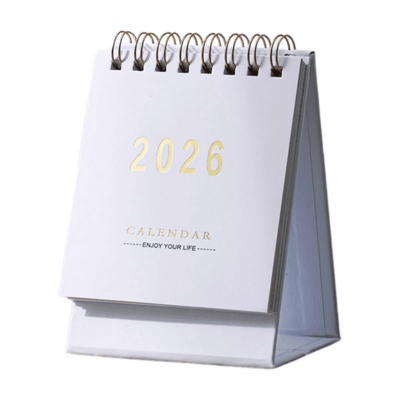 Mini Desk Calendar 2026, Standing Flip 18-Month 6x8in Desktop Planner, Twin-Wire Binding, Foldable Portable Yearly Organizer, Gray, Desk Calendar