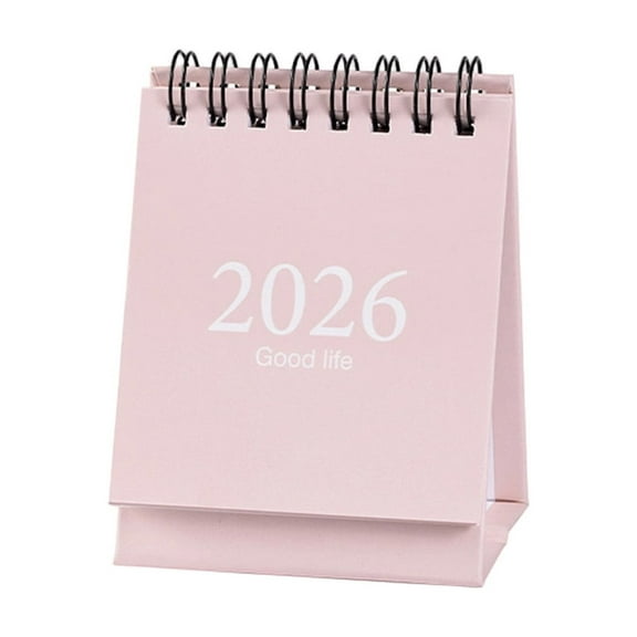 Mini Desk Calendar 2026 Standing Flip Easel Monthly Pad Calendar for Home Office School Small Portable Pocket Planner - (Pink)