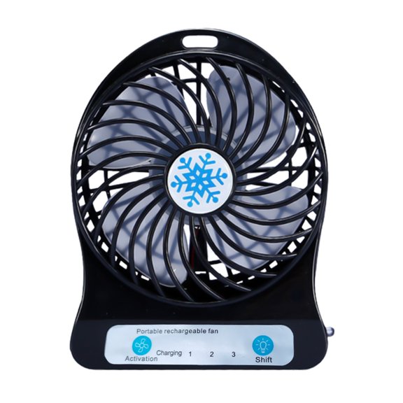 Mini Desk Fan Small Table Snowflake Fans with LED Light Portable Battery Operated USB Fan for Home Office School Camping, 4 Speeds Adjustable