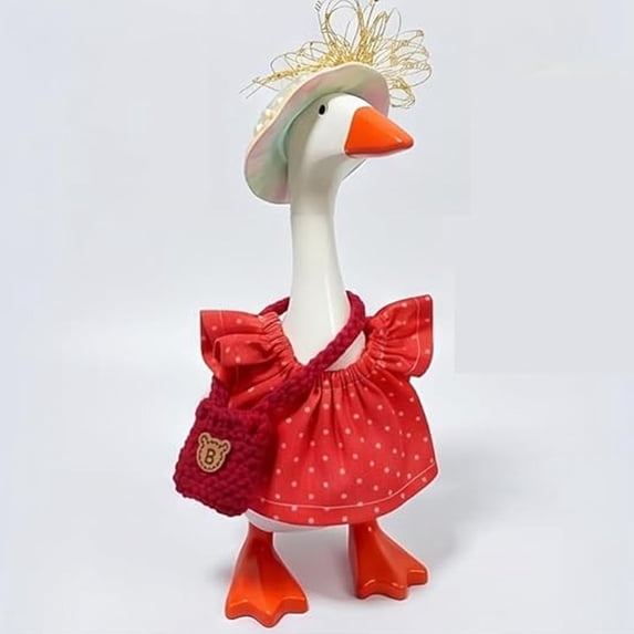 Mini Desk Goose Outfit Set 7 Inch Goose Clothes Hat Dress Bag Accessories Easy Change Durable Reusable, Cute Desk Decoration Display, for Office Home Workspace Collectors