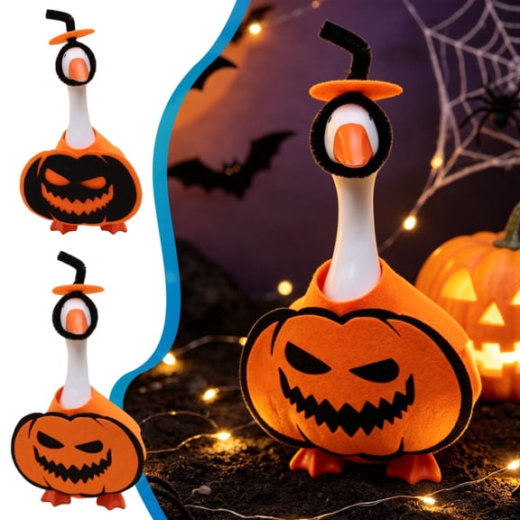 Mini Desk Goose Outfits 7", Pumpkin Halloween Desktop Goose Accessories Set for Tabletop Shelf Halloween Christmas Summer Holiday Key Holder Decor
