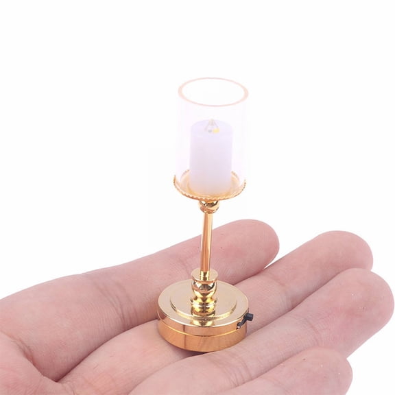 Mini Desk Lamp, 1:12 Scale Exquisite & Realistic Dollhouse Lights, Dollhouse Miniature LED Light, Dollhouse Mini Battery Operated Lights Lamp for Dollhouse Furniture Living Room Decor,Gold,0.74x2.12"