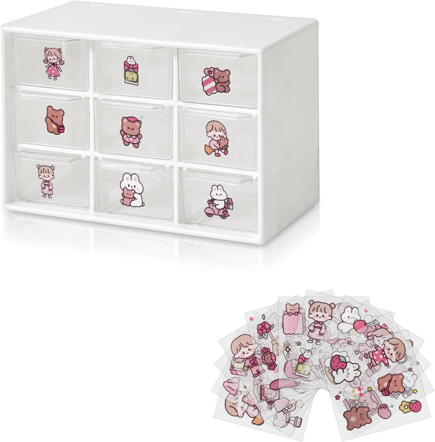 Mini Desk Organizer Drawer 9 Removable, Cute Plastic Art Craft ...